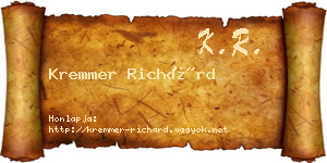 Kremmer Richárd névjegykártya